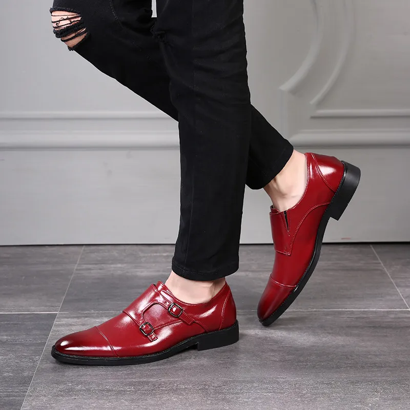 Merkmak Trendy Men Dress Loafers Big Size 48 Comfortable Slip On Men's Loafers Metal Buckle Design Leather Shoes Casual Office
