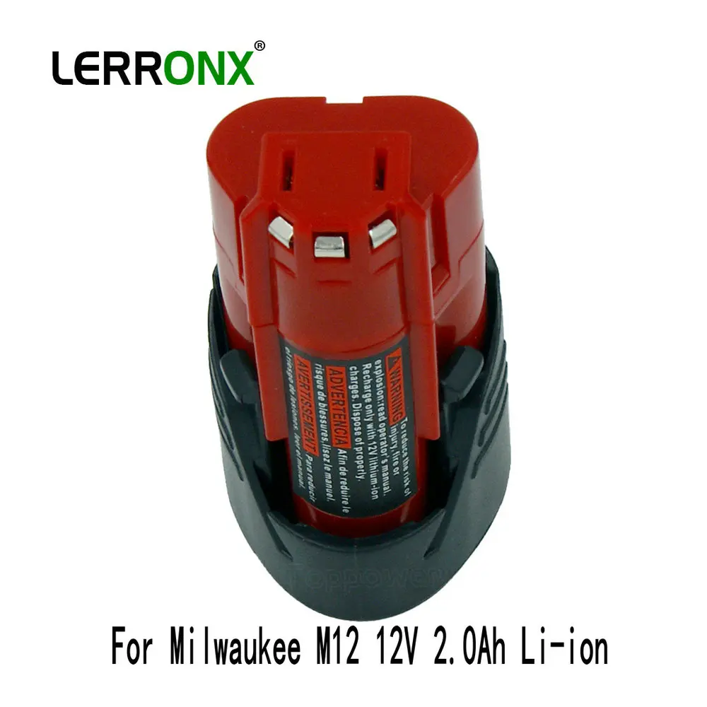 

LERRONX 12V 2.0Ah lithium ion replacement rechargeable battery for Milwaukee M12 Power tools 48-11-2440 48-11-2411 C12B C12BX