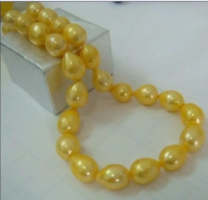 

HOT## Wholesale > >>> elegant 12-13mm natural south sea golden pearl necklace 18inch 14KG
