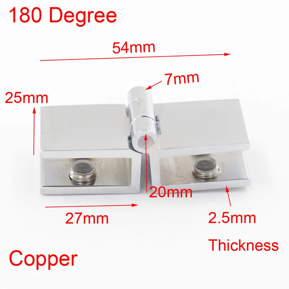 Buy 2PCS Angle 180 Degree Copper Glass Hinge