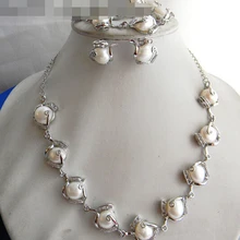 12545 Белый Барокко Пресной Воды Перл Циркон Серьги Браслета Ожерелья Комплект Кольца