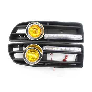 

GRILLE Grill Halogen FOG LIGHT Lamp Fit FOR VW JETTA BORA 99-04 LED DRL Yellow Lens Quality