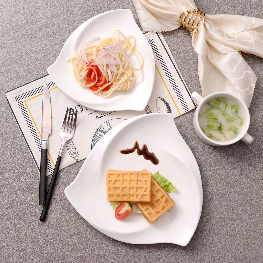 

8inch/10inch high end hotel restaurant dishes ceramic plate breakfast dinner plate snack tray bone china food dishes