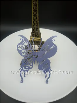 

30*Free Shipping laser Cut Place name seat Wedding Invitation Cup Cards Butterfly Design Text Personalized party home supplies