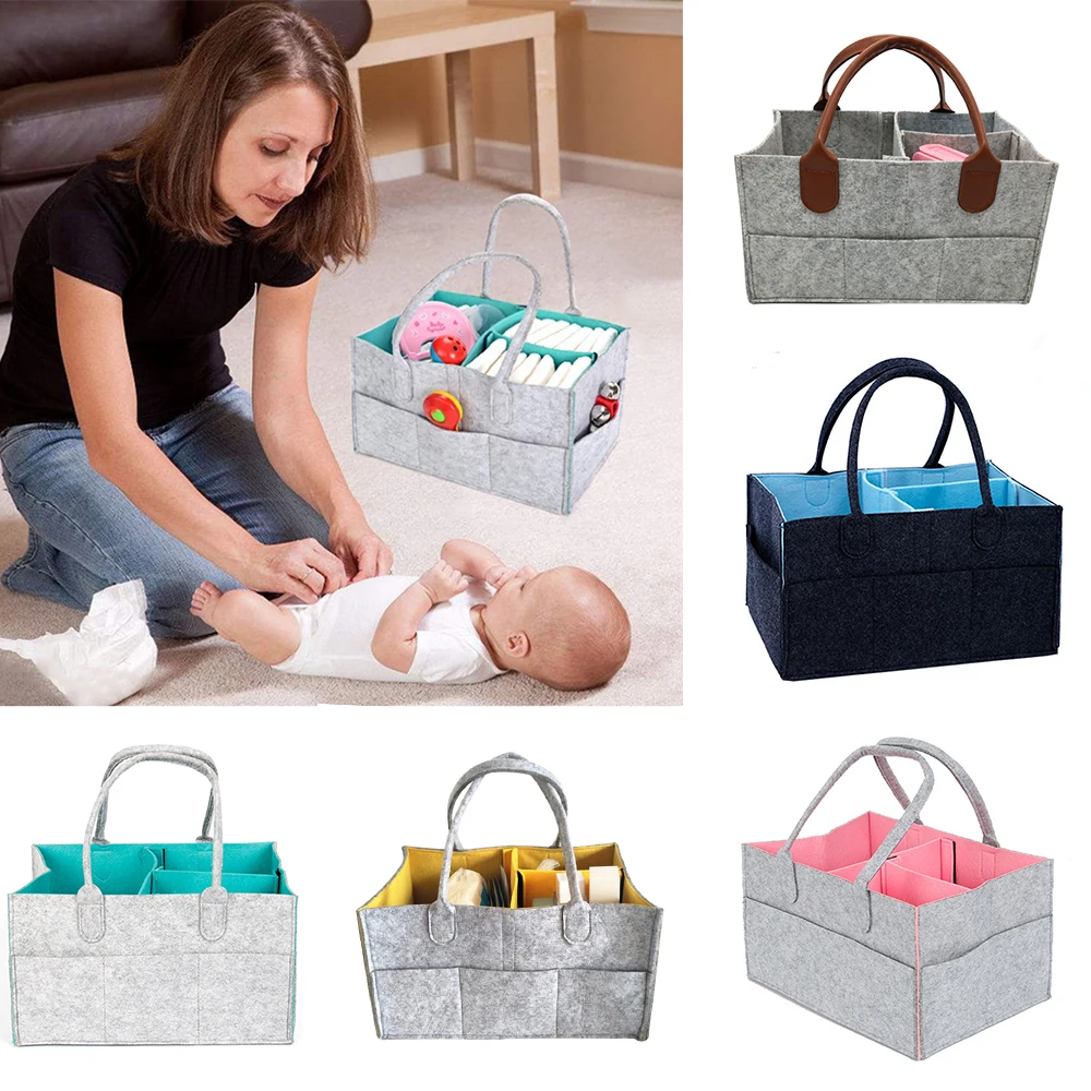 Baby Diaper Caddy Organizer,Portable Baby Products Storage Bag,High Volume Container,Suitable for Nursery,Car-Black