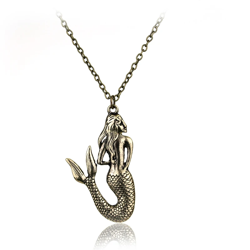

New Vintage Gold/Silver charm Jewelry Little Mermaid Pirates of the Caribbean Necklace EGO Gift for Girls Pendant Necklace