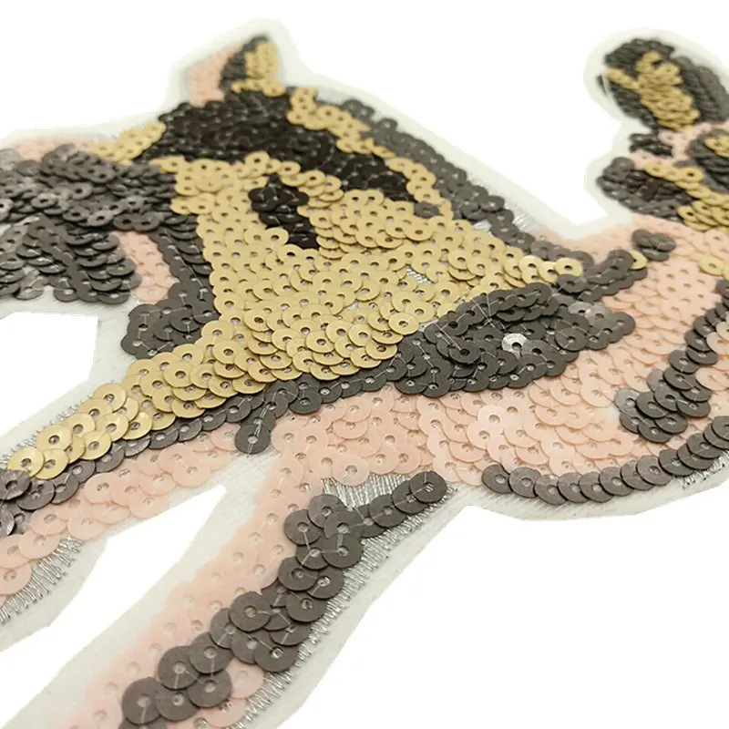 P0079 Iron-on Sequined Deer Patch Cute Animal Patches For Clothing Bag DIY Sewing Accessories Parches Para (6)