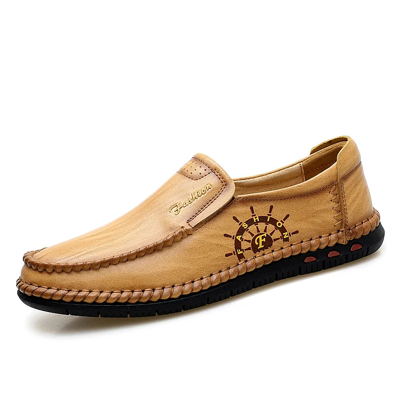 

Mr Smile Genuine Leather Cow Leather Hand Sewn Soft Bottom Breathable Driving Shoes Slip-on Loafers Rubber Tenis Casual Men Shoe