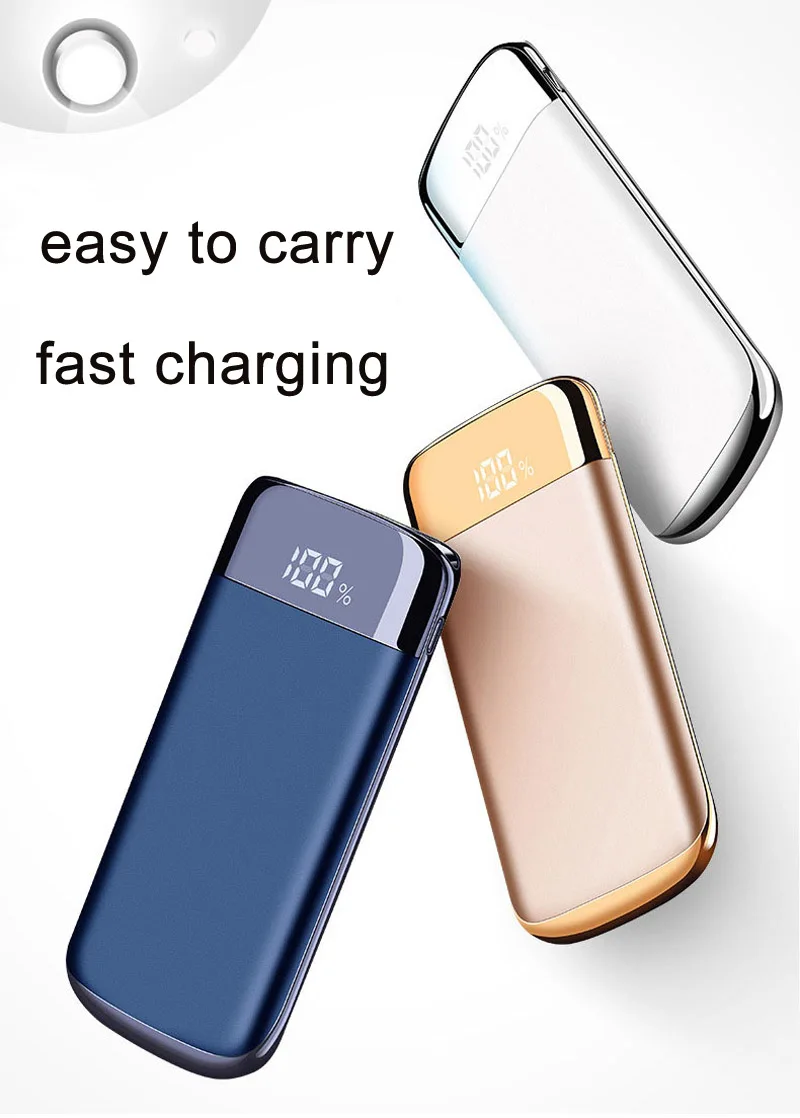 Реальная емкость 10000 мАч Внешний аккумулятор power Bank 2 USB светодиодный bank