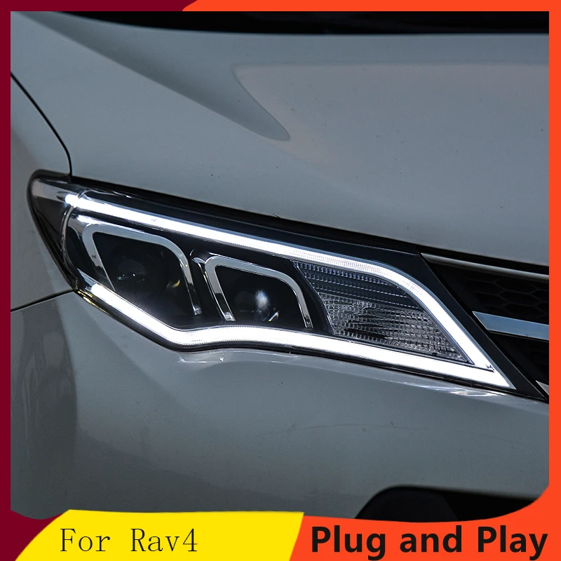 

KOWELL Car Styling for Toyota RAV4 Headlights 2014-2016 COB Design LED Headlight DRL Bi Xenon Lens High Low Beam Parking Fog