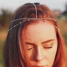 Стиль, женские Украшения на лоб, белая цепочка из бисера, украшения для волос, T007