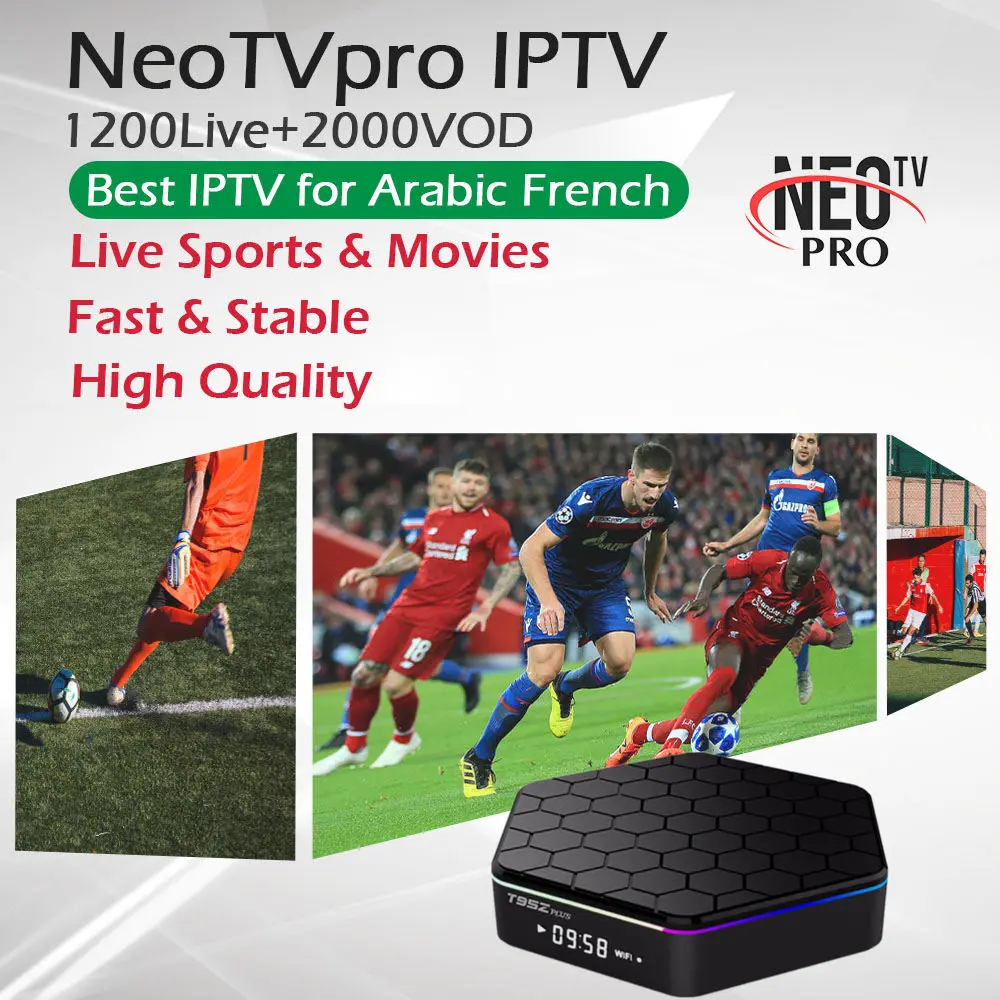 

French IPTV NeoTV Arabic IPTV+T95Z Plus Smart TV Box 3G/32G Amlogic S912 Octa Core Android TV Box Dual WiFi BT4.0 4K Set Top Box