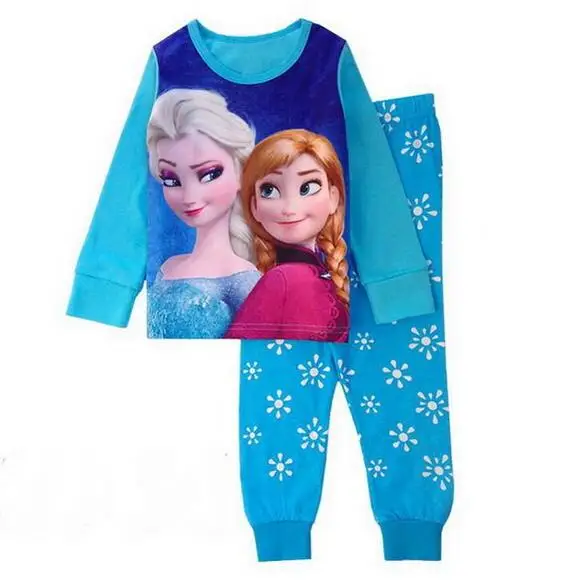 

kids pajamas sets Baby girl clothes Elsa Anna pijamas baby boys girls cartoon long sleeve T-shirt+Pants 2pcs Tracksuit Chan235