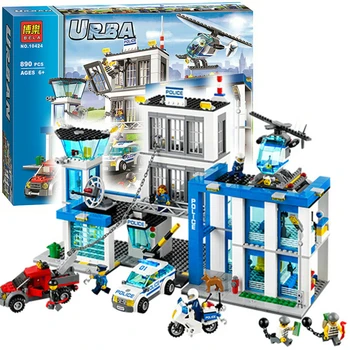 

10424 City Police Station Motorbike Helicopter Model Building Bricks Kits Compatible City