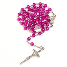 6mm Catholic Pink Pearl Rosary Luminous Luminous Chain and Necklace Catholic Religious Jewelry Rosary Necklace catholic bible dictionary