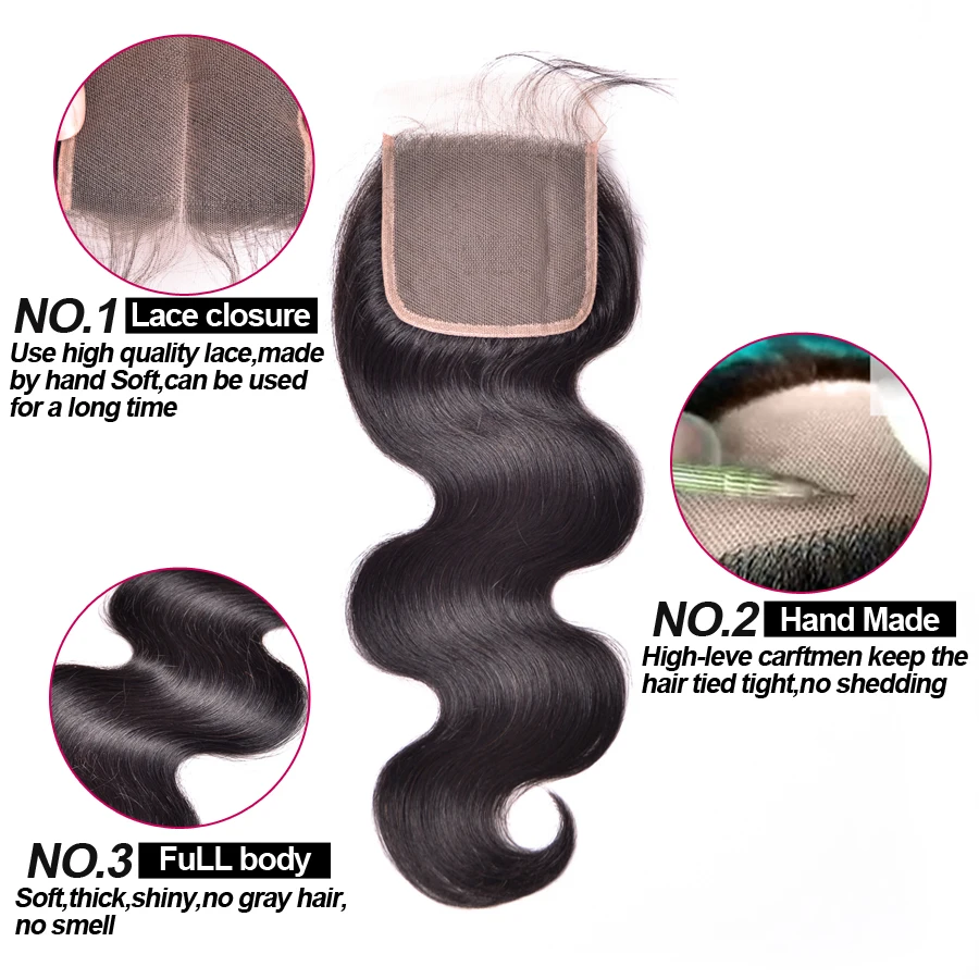human hair bundles with closure (4)
