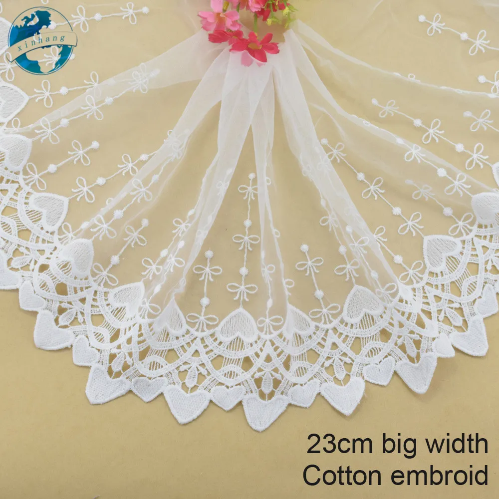 

23cm white lace cotton embroidery lace french lace ribbon fabric guipure diy trims warp knitting sewing Accessories#3757