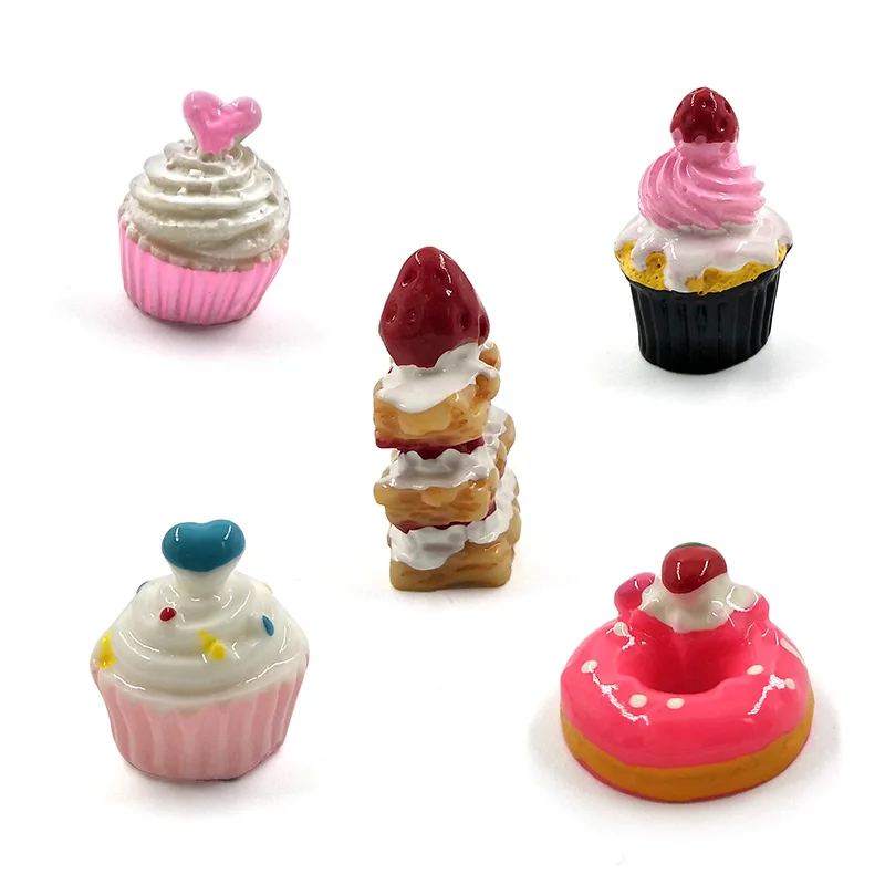 5pcs Simulation Snack Dessert Cake Food Miniature Figurine Pretend play Kitchen Toy Doll House DIY Accessories gift Baby Gift