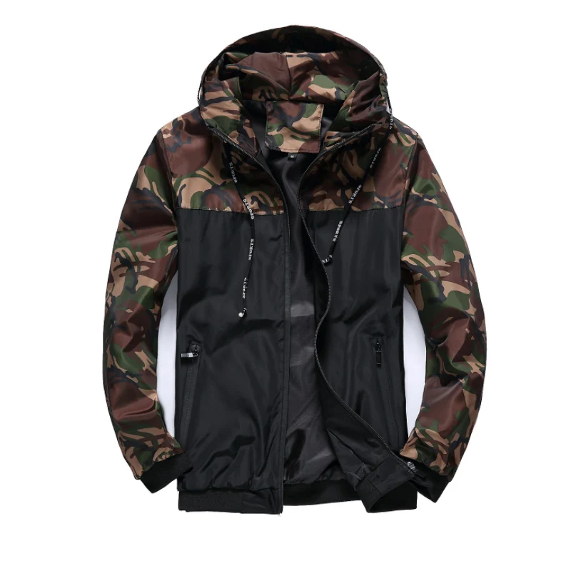 

2019 New Men's Jacket Spring autumn New Products Men's Camouflage Hooded Sunscreen Casual Jacket Large size 6XL