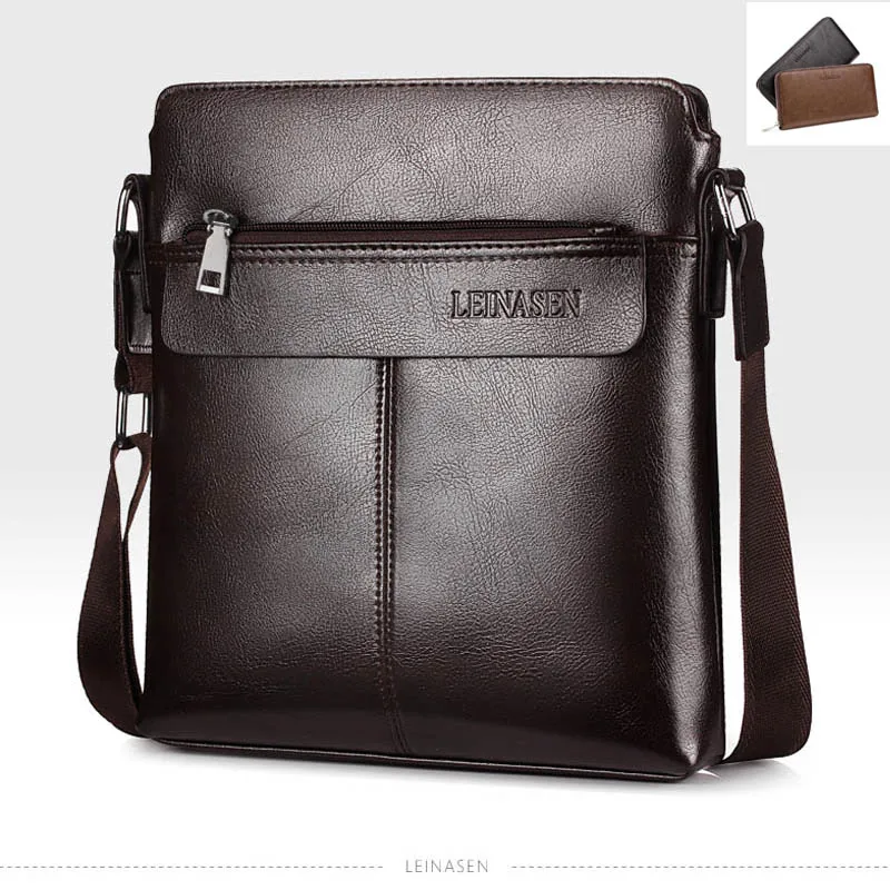 Кожаный портфель maleta sacoche homme коричневый bolso hombre maletin cuero bolsa masculina для ноутбука, Офисные Сумки для мужчин - Цвет: DARK BROWN-WALLET