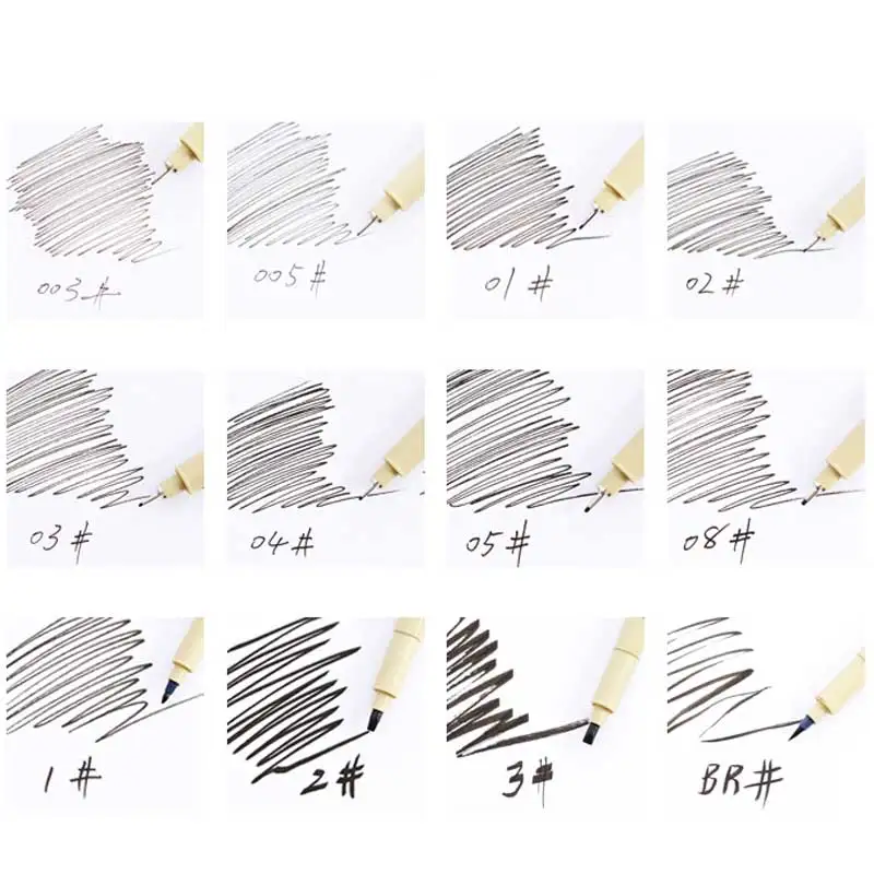 Цельнокроеное платье пигмент вкладыш чернила маркер для белой доски 0,05 0,1 0,2 0,3 0,4 0,5 0,6 0,8 различных наконечников, черная ручка эскизов кисть ручки