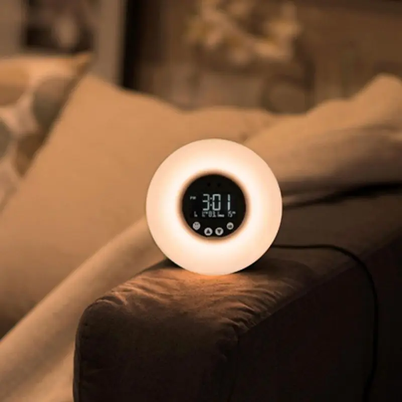

Portable sleeping helper Alarm Clock FM Radio LED Touch Sensor Remote Control Dimmable Warm Light Time Setting Snooze