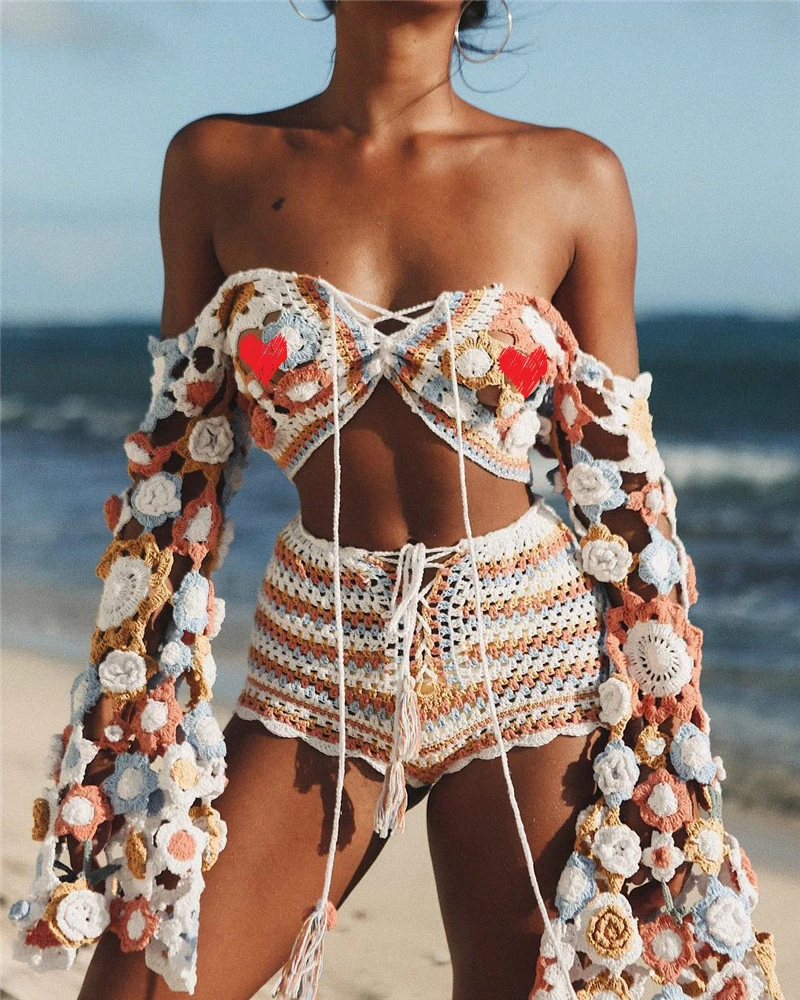 crochet long sleeve crop top
