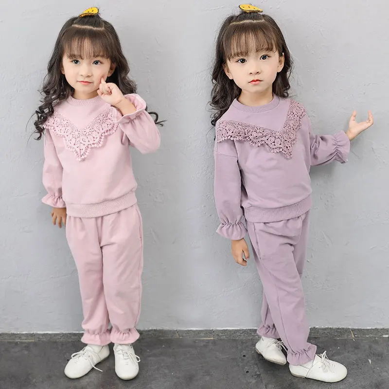 

Baby Girl Clothing Sets Kids Sport Suit 2PCS Lace Cotton Spring Autumn Children Clothing Girls Tracksuit Set 3 4 5 6 7 8 9 Years