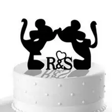 100 шт/партия креативный мультфильм Mr& Mrs Мышь Дизайн Акриловые свадебные вставленные карты Свадебный торт Топпер украшения для торта для вечеринки