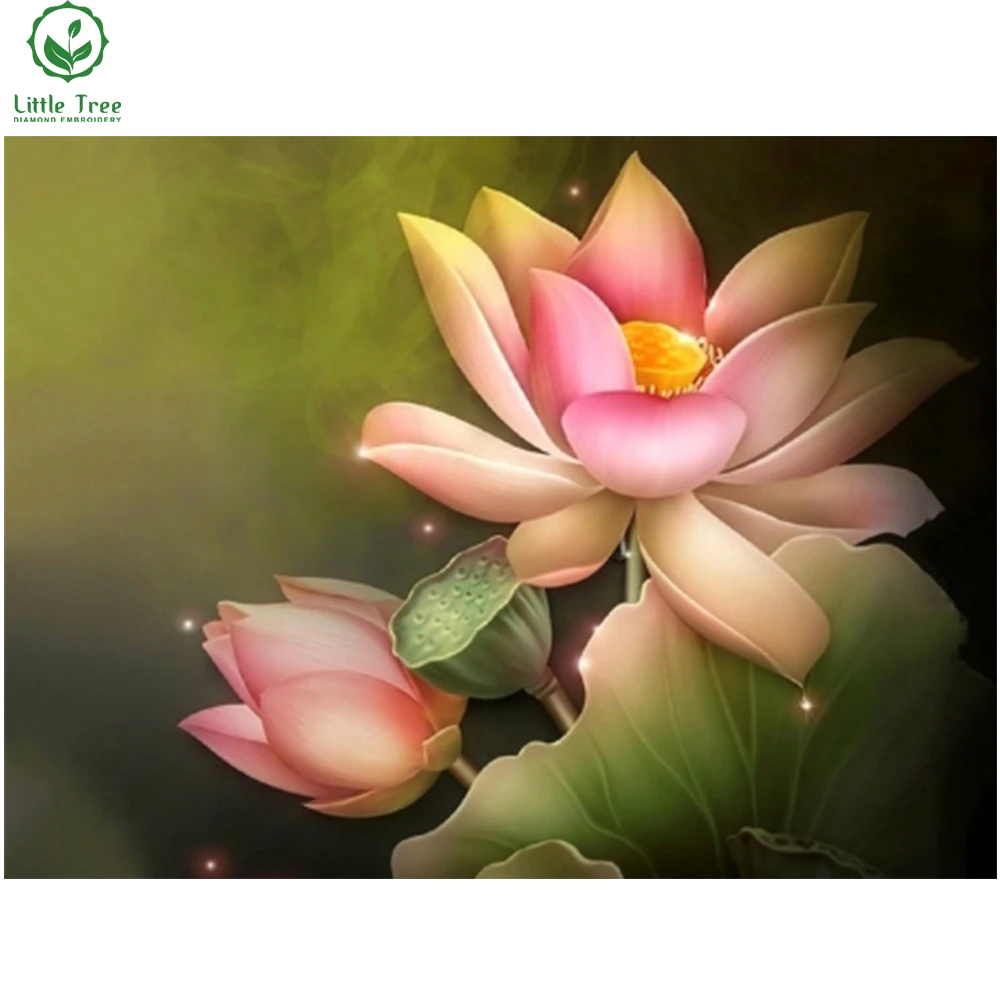 new diy diamond embroidery lotus diamant painting floral textile