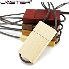 JASTER Lanyard деревянный USB флеш-накопитель Красная деревянная Флешка 4 ГБ 8 ГБ 16 ГБ 32 ГБ 64 ГБ бамбуковая палочка для создания логотипа гравировка свадебные подарки