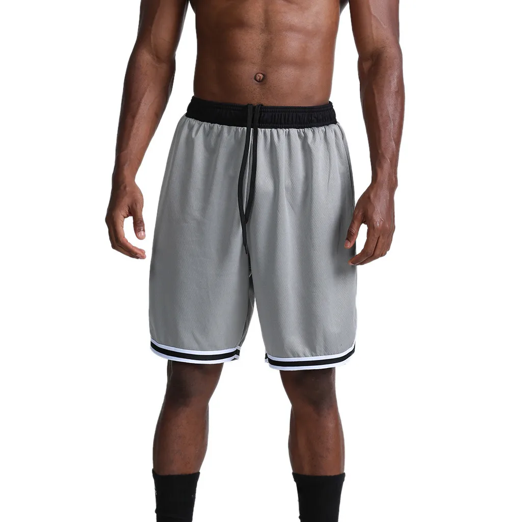 Баскетбольные спортивные шорты пять эластичный ремень для фитнеса анти-пилинг дышащий без деформации сплошной цвет Мужские спортивные пять шорты