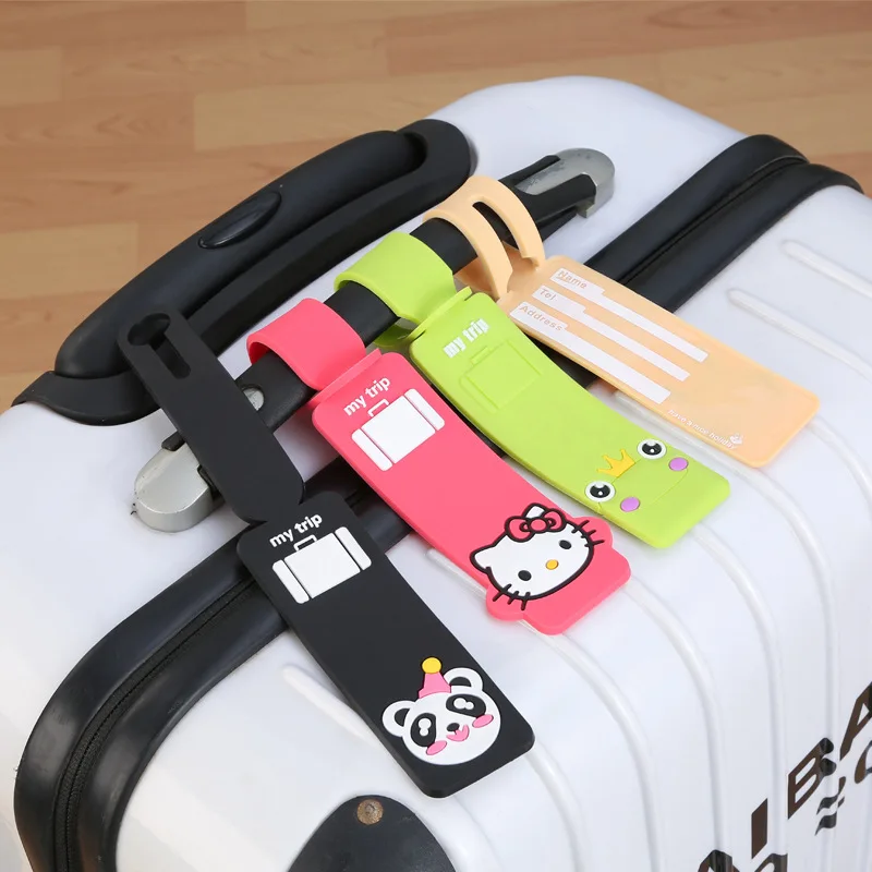 200PCS Fashion New Travel Accessories Cute Cartoon Silicone Luggage Tag