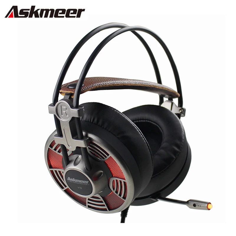 

Computer Stereo Gaming Headphones Askmeer V16 Best casque Super Big Earmuffs USB Game Earphone Headset with Mic LED for PC Gamer