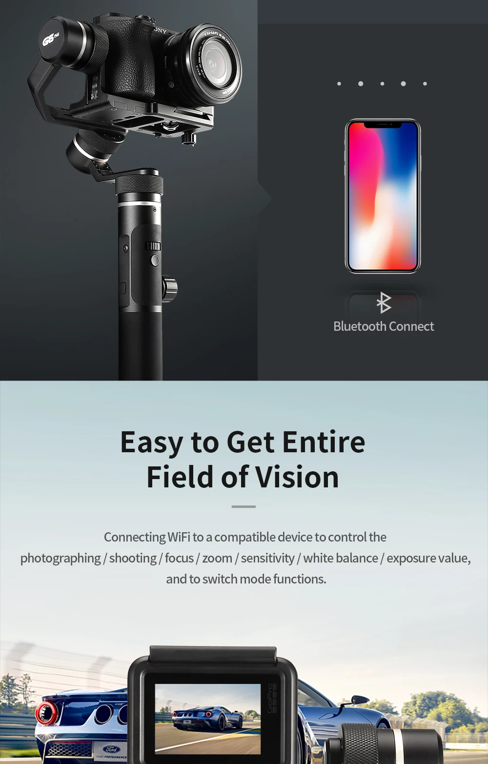 FeiyuTech Feiyu G6 Plus Splashproof Handheld Gimbal 4 in 1 Stabilizer for Smartphone Gopro hero Mirrorless cameras sony as6000