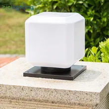 Современный минималистичный E27 наружный столб освещение, черная квадратная основа белый абажур наружный двор пост лампа, входная дверь постинг лампа