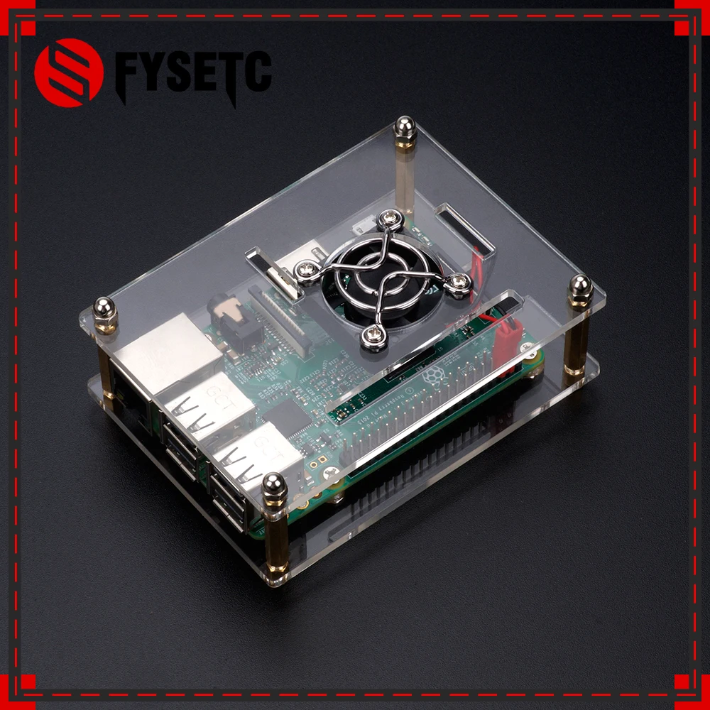 5 слоев Raspberry Pi 3 Model B + прозрачный акриловый корпус корпуса охлаждающий вентилятор