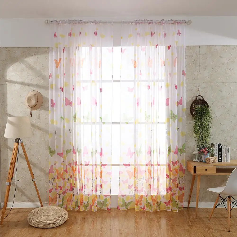 

TPFOCUS Large Butterflies Printing Window Curtain Tulle for Bedroom Living Room