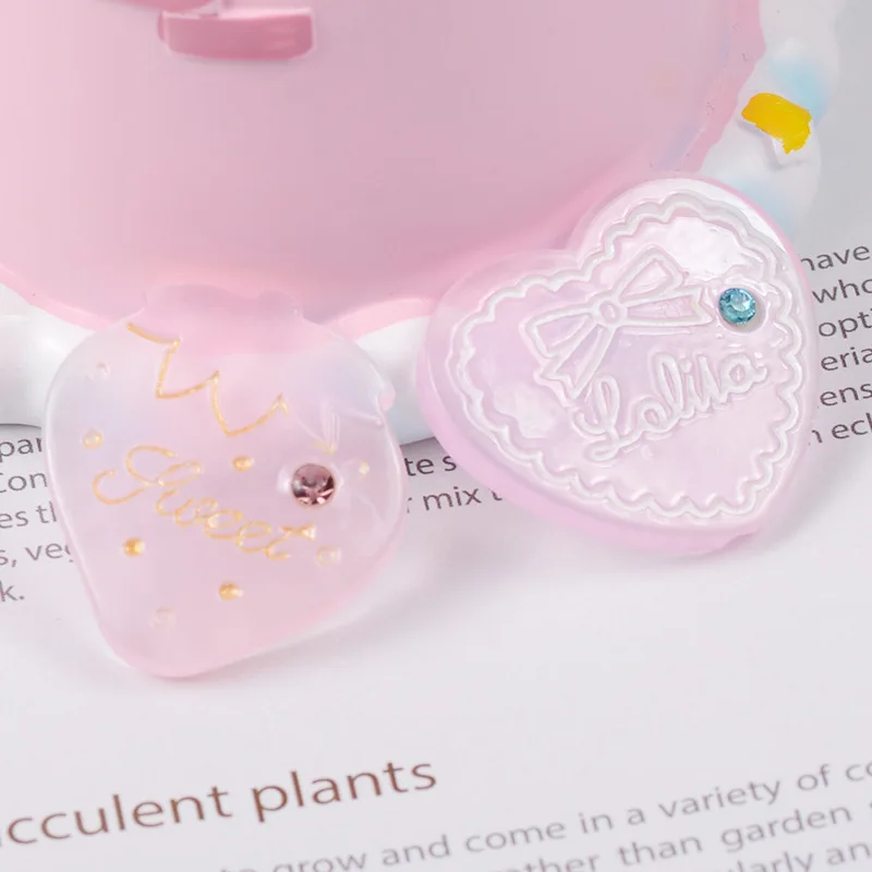 

10Pcs Pink Resin Heart Strawberry Decoration Crafts Flatback Cabochon Scrapbooking Fit Phone Embellishments Diy Accessories