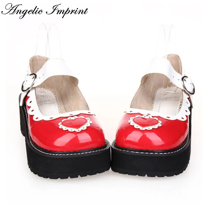 Japanese Harajuku Cute Girls Lolita Cosplay Mary Jane Shoes Sweatheart Princess Girls Platform Wedge Shoes