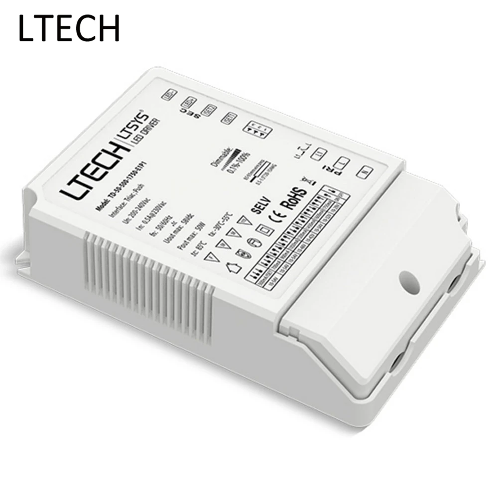 

LTECH 50W LED Triac Dimming Driver LED TD-50-500-1750-E1P1 AC200-240V Input CC 500-1750mA Output LED Lights Triac Push Dim