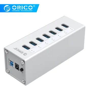 

ORICO A3H7 New Design High Speed Aluminum 7 Port USB 3.0 HUB For PC/Laptop - Silver