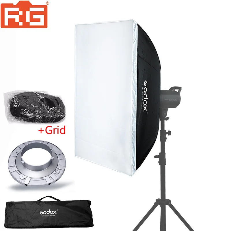 FW70x100cm Софтбокс Godox 60*60/60*90/90*90/70*100/80*120 Портативный Прямоугольный софтбокс с креплением Bowens опционный сотовый софтбокс с решеткой - Цвет: FW70x100cm