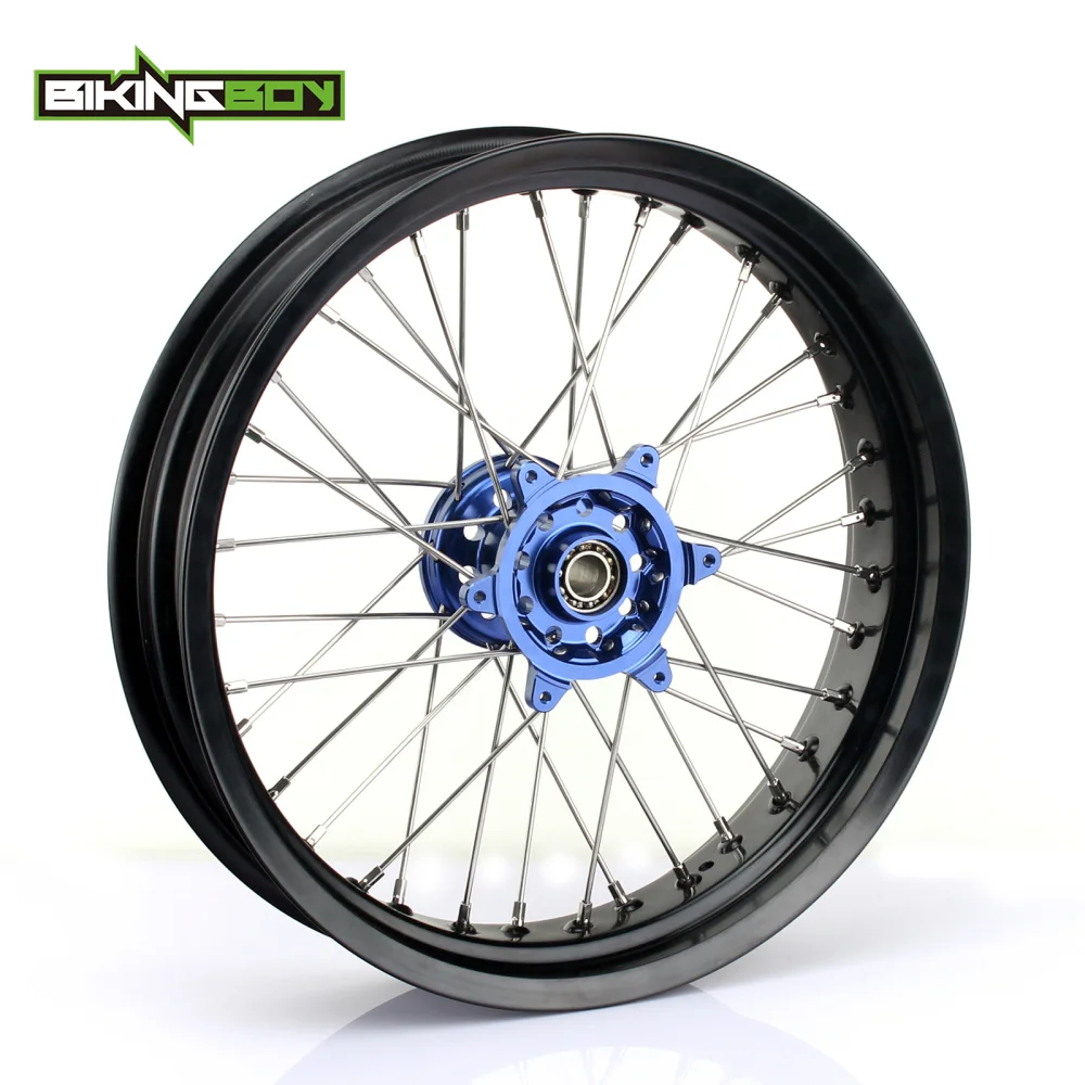 BIKINGBOY 1" x 3,5x4,5 Supermoto для YAMAHA YZ 250 450 F 2009 2010 2011 2012 2013 09-13 синие передние задние колеса диски ступицы наборы