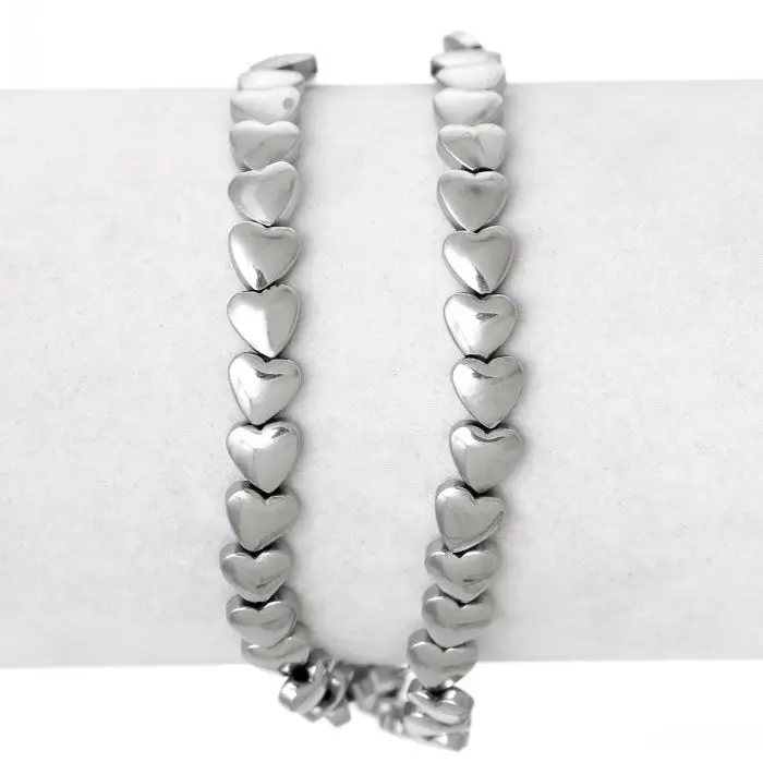 DoreenBeads خلق الطبيعي الهيماتيت الخرز القلب الفضة لهجة حوالي 6.0 ملليمتر x 6.0 ملليمتر ، ثقب حول: 1.0 ملليمتر ، 39.5 سنتيمتر ، 1 ستراند (تقريبا 71 قطع)