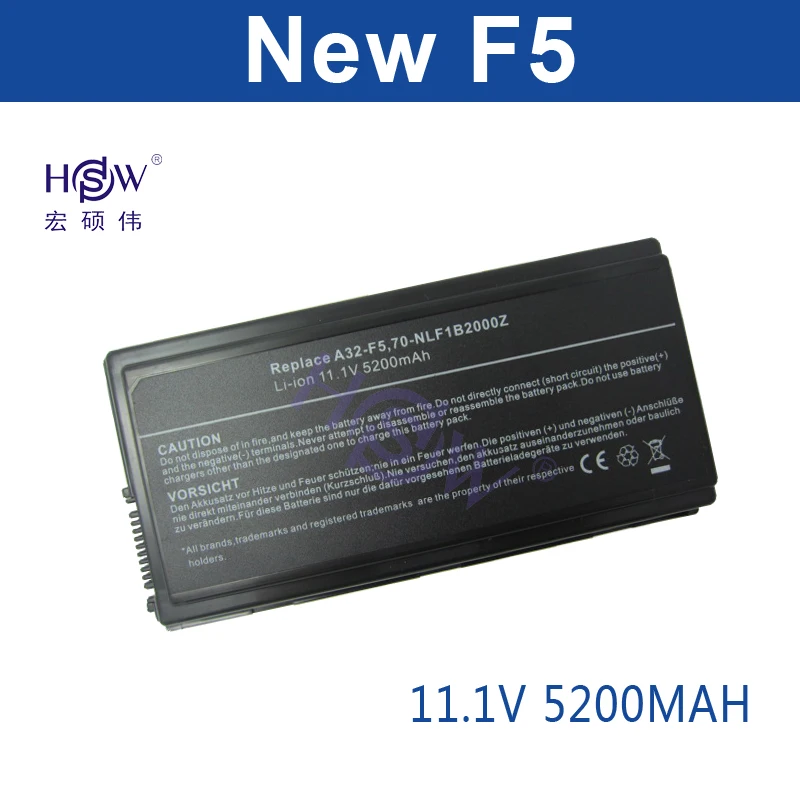 

HSW 5200mAh Laptop Battery for Asus A32-F5 F5 F5C F5GL F5M F5N F5R F5RI F5SL F5V F5Z X50 X50C X50M X50N X50SL X50RL X50V X59