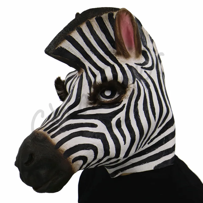 Halloween Funny Animal Zebra Latex Mask Cosplay Costume Party Propin