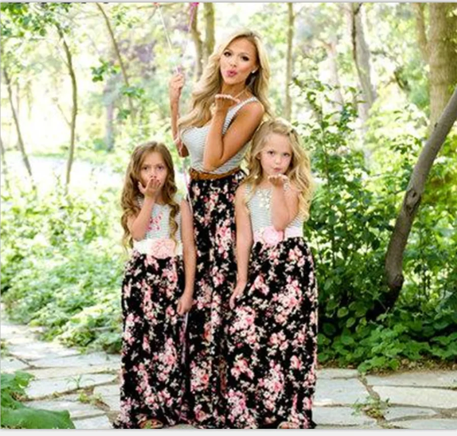 

ZOGAA 2019 solid black-and-white mother daughter dresses striped patchwork sleeveless vestidos de fiesta de noche