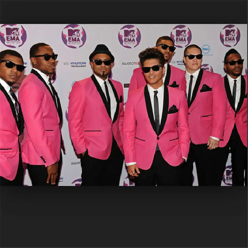 

3PC Hot Pink Groom Men Suits Slim Fit Tuxedos Wedding Formal 38 40 42 44+Custom
