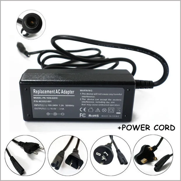 Power Supply 18.5V 3.5A 65W AC Adapter Laptop Charger For Notebook HP Compaq 463958-001 463552-002 586006-321 586006-361